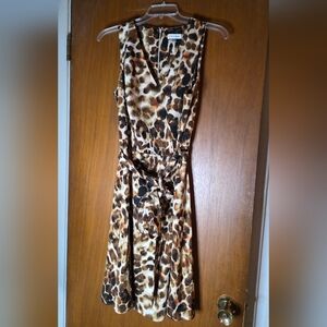 Calvin Klein Sleeveless Animal Print Dress with Belt Size 14W